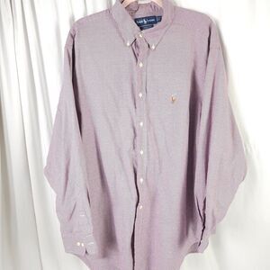 VTG‎ Ralph Lauren Men 17.5 34/35 Red Long Sleeve Yarmouth Oxford Dress Shirt